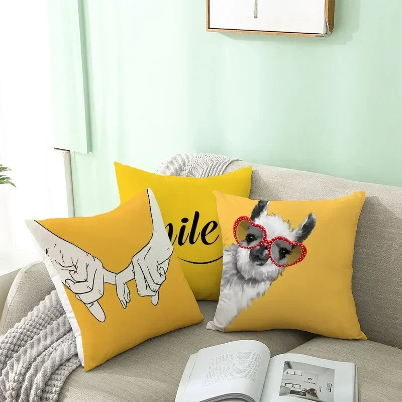 Pineapple Leaf Cushion Cover - Axyaa Summer Yellow Decor Pillowcase