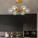 Axyaa LED Copper Glass Ball Ceiling Chandeliers for Modern Home Indoor Lighting