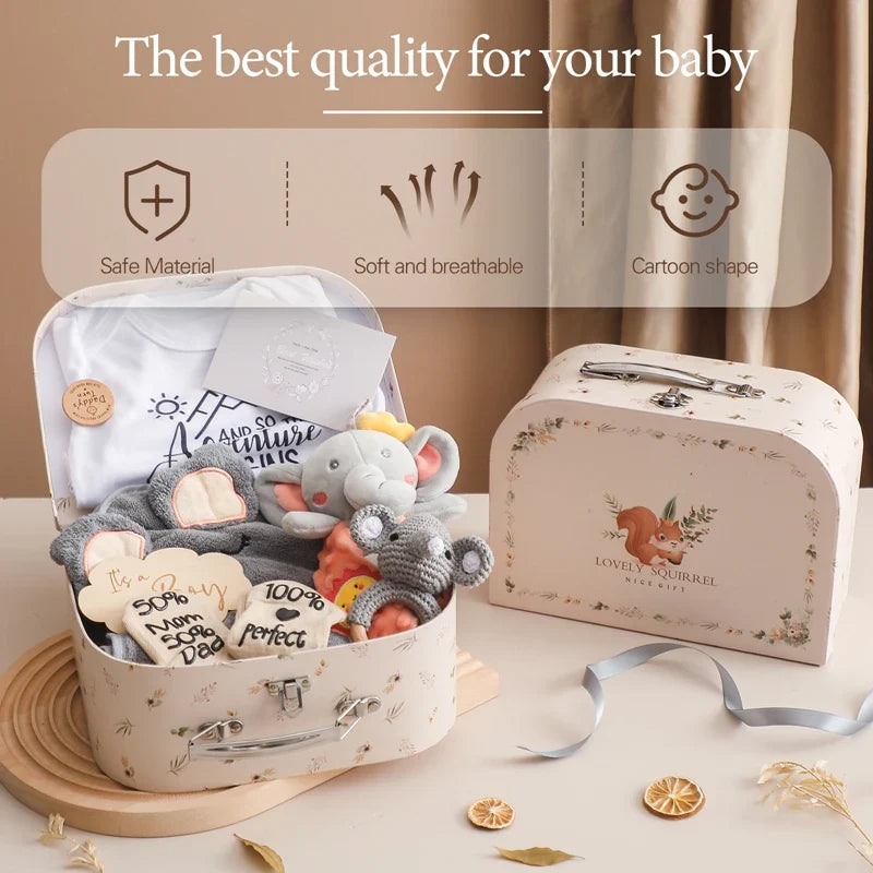Axya Newborn Milestone Set: Towel, Rattle, Props, Gift
