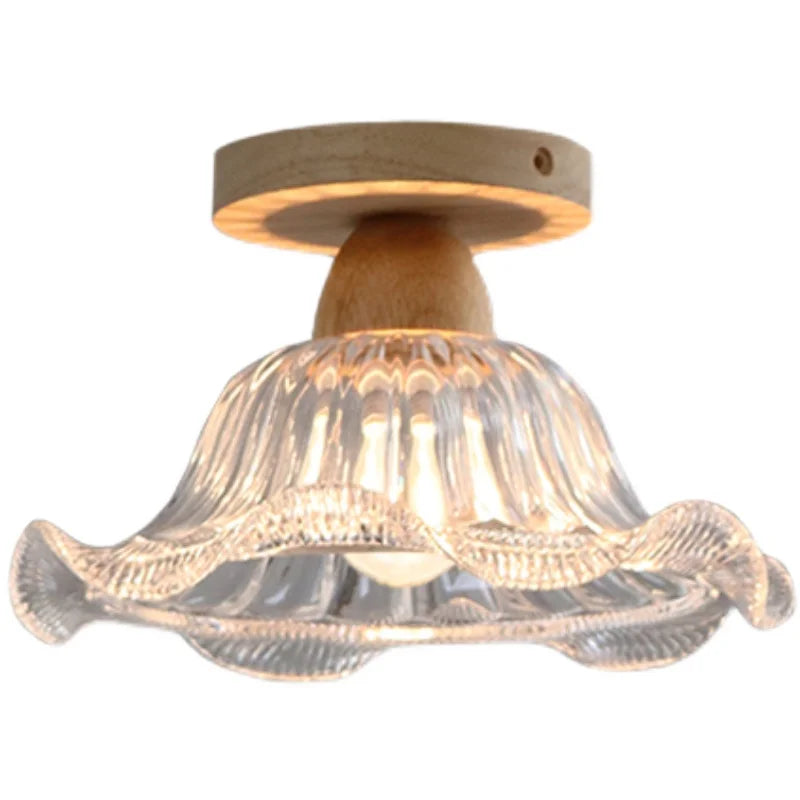 Axyaa Crystal Wood LED Ceiling Lamp Clear Glass Modern Ceiling Lights