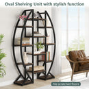 Axyaa 5 Tier Oval Bookshelf, Industrial Triple Wide Etagere for Living Room