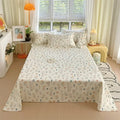 Axyaa Green Check Raw Cotton Double Bed Sheets Set Queen/King Flat Top Full Cover