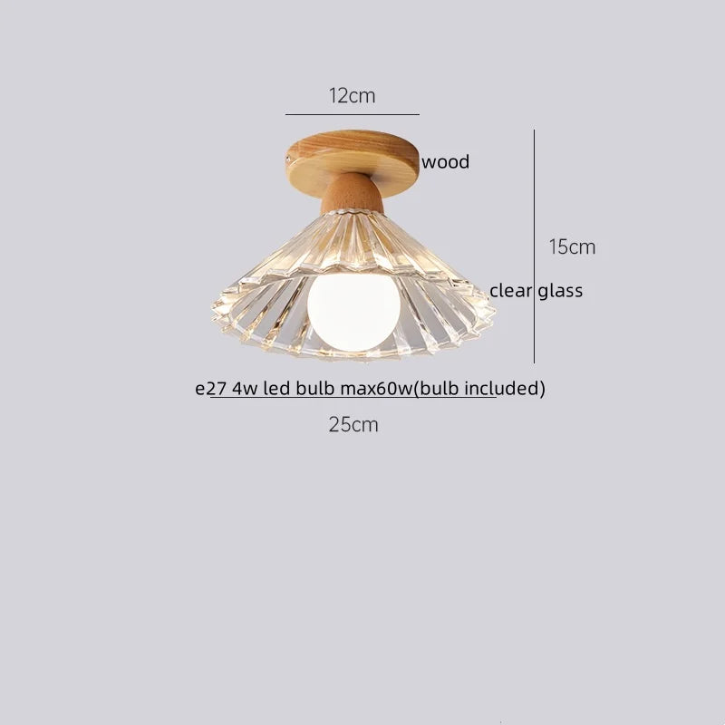 Axyaa Modern Wood Glass LED Ceiling Light for Kitchen Living Room Decor