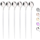 Axyaa Stainless Steel Rose Gold Long Handle Ice Tea Coffee Stir Spoon Set