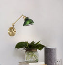 Axyaa Brass Glass LED Wall Sconce, Pull Chain, Rotating Mirror, Vintage Style