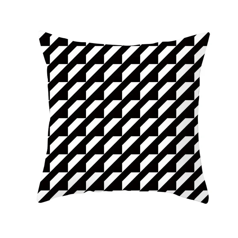 Axyaa Plaid Geometric Wave Stripe Checkerboard Print Throw Pillow Case