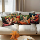 Axyaa Floral Cats Garden Pillow Cover for Sofa Bedroom Car with Cute Leafy Design