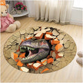 Axyaa Dinosaur Cartoon Kids Round Carpet Rug for Home Floor - Anti-Slip Mats