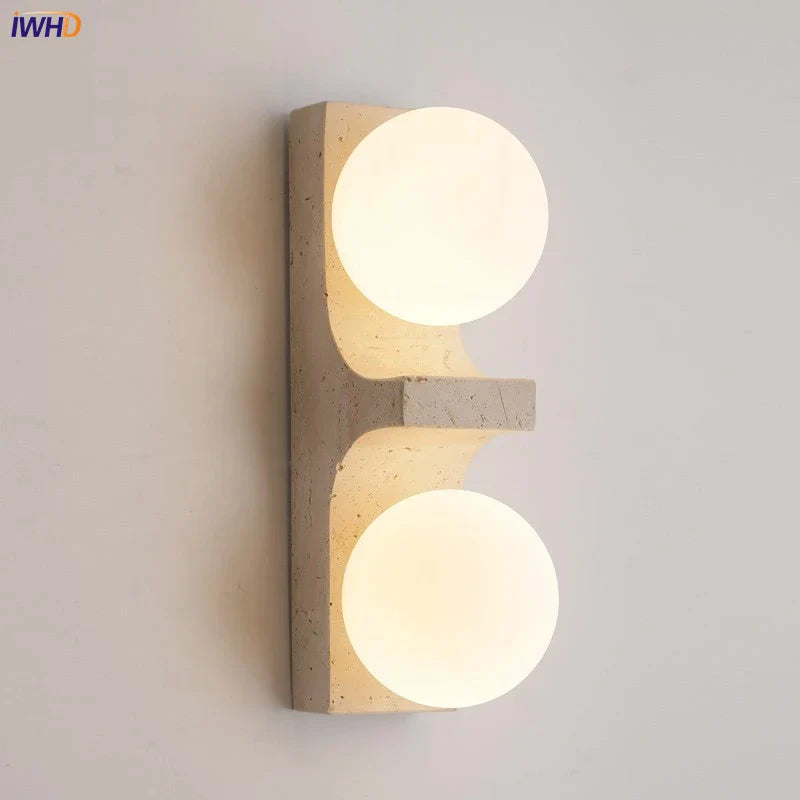 Axyaa Wabi-Sabi Glass Wall Lamp with LED Bulb, Yellow Travertine, Indoor Wall Light