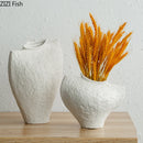 Axyaa Ceramic Vase Minimalist Flower Pot White Desk Decor Aesthetic Room Floral Arrangement