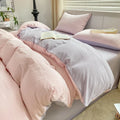 Axyaa Solid Color Cotton 4-Piece Set: Mattress, Bed Sheet, Quilt Cover - Super Soft