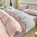 Axyaa Solid Color Cotton 4-Piece Set: Mattress, Bed Sheet, Quilt Cover - Super Soft