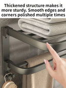 Axyaa Space Aluminum Towel Rack: Upgraded & Thickened, Wall-Mounted Bathroom Storage, Grey/Black 50-60CM