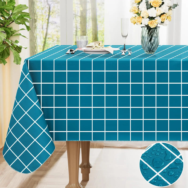 Axyaa Buffalo Flannel Backed Tablecloth: Waterproof, Wipeable, Outdoor, Rectangle Table Cover