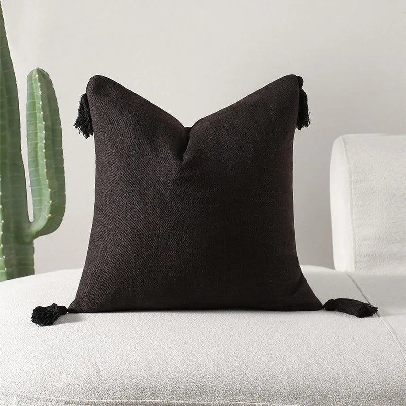 Luxurious Tassel Pillowcase with French Print & Black and White Style by Axyaa