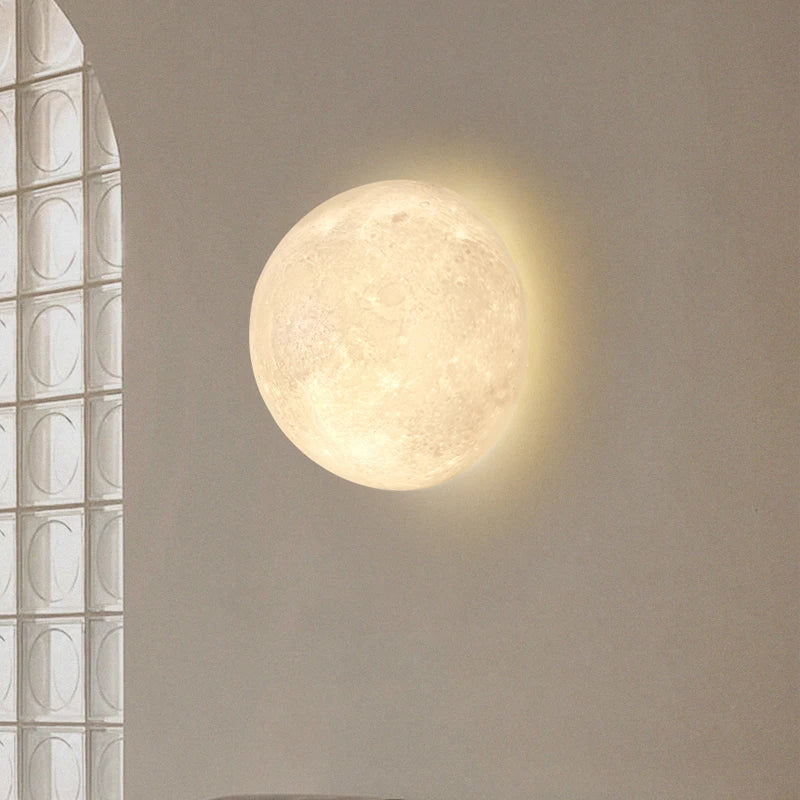 Moon Lampshade LED Wall Light by Axyaa: Modern 3D Print for Bedroom, Living Room & Hallway.