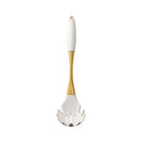 Axyaa White Gold Silicone Kitchen Utensils Set - Heat-resistant, Pasta Colander Shovel & Turner
