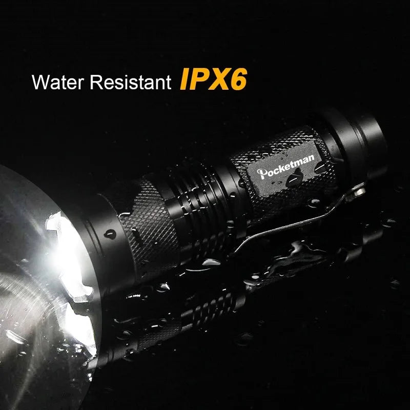 Axya Super Bright Mini LED Flashlight - Waterproof Zoomable Tactical Torch