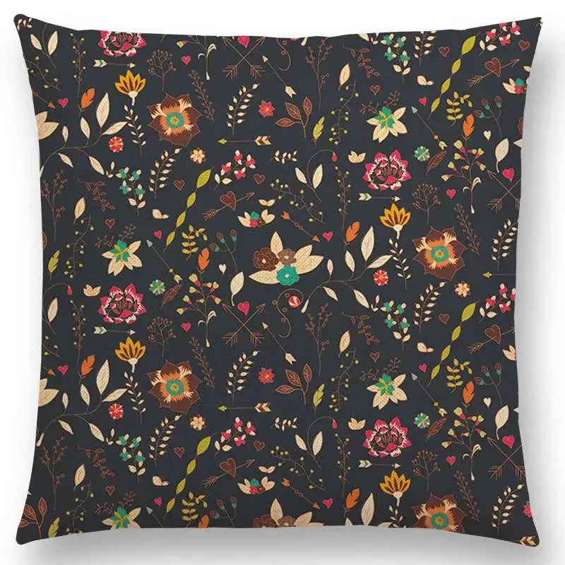 Axyaa Botanical Floral & Butterfly Cushion Cover - Home Decor Sofa Pillow Case