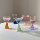 Axyaa Colored Ripple Martini Margarita Cocktail Glasses Goblet Cup