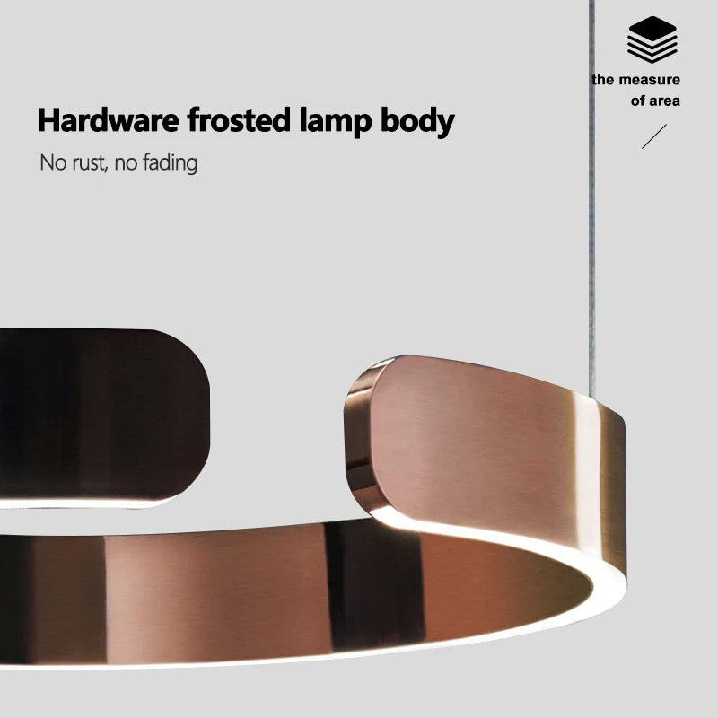 Axyaa Rose Gold LED Circle Chandelier for Modern Living Room Decor