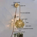 Axyaa Copper Glass LED Wall Lamp Sconce with Pull Chain Switch