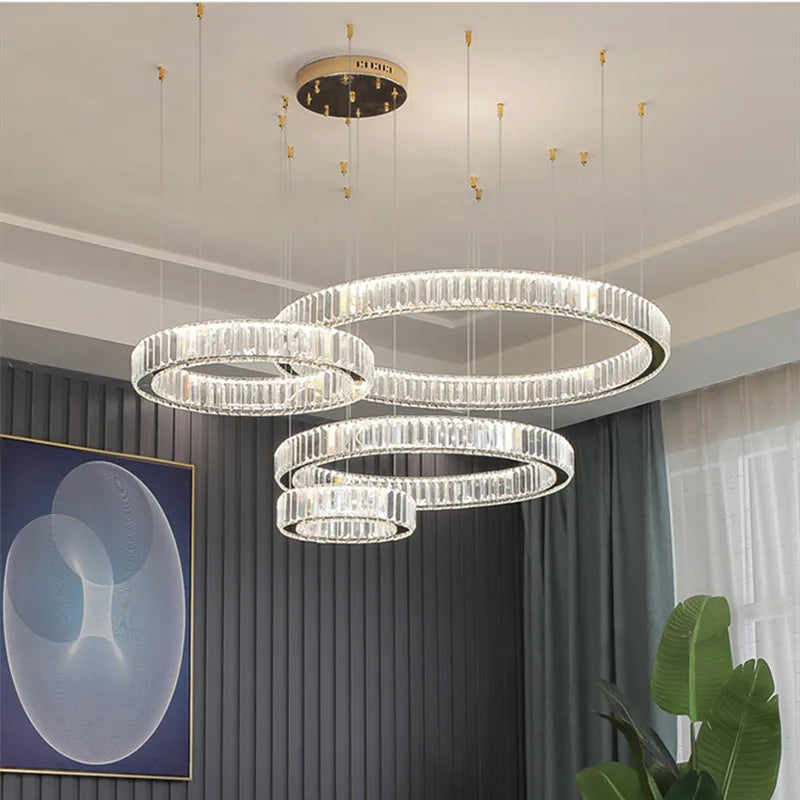 Axyaa Crystal Chandeliers: Luxury Villa Staircase LED Lighting