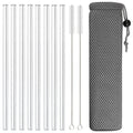 Glass Straws Set for Smoothies & Cocktails - Axyaa Eco-Friendly Reusable Straws