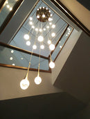 Axyaa Modern Crystal Chandelier for Living Room, LED Staircase Ceiling Light