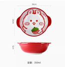 Axyaa Ceramic Double Ear Children's Rice Bowl - Microwave Safe & Cute Design