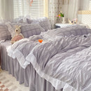 Axyaa Korean Princess Seersucker Bedding Queen Size Double Sheets Sets