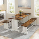Axyaa 47" Farmhouse Dining Set: Table with 2 Benches, 3-Piece Kitchen Furniture