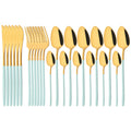 Axyaa 24-Piece Stainless Steel Dinnerware Set White Silver Flatware Tableware Kit