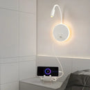 Axyaa Gooseneck Wall Lamp with USB Port & Switch, Bedroom Reading Light