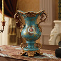 Axyaa European Resin Vase with Dried Flowers Arrangement and Wobble Plate Home Decor