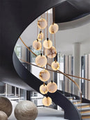 Axyaa Modern Luxury Marble LED Chandelier for Large Staircase and Lobby