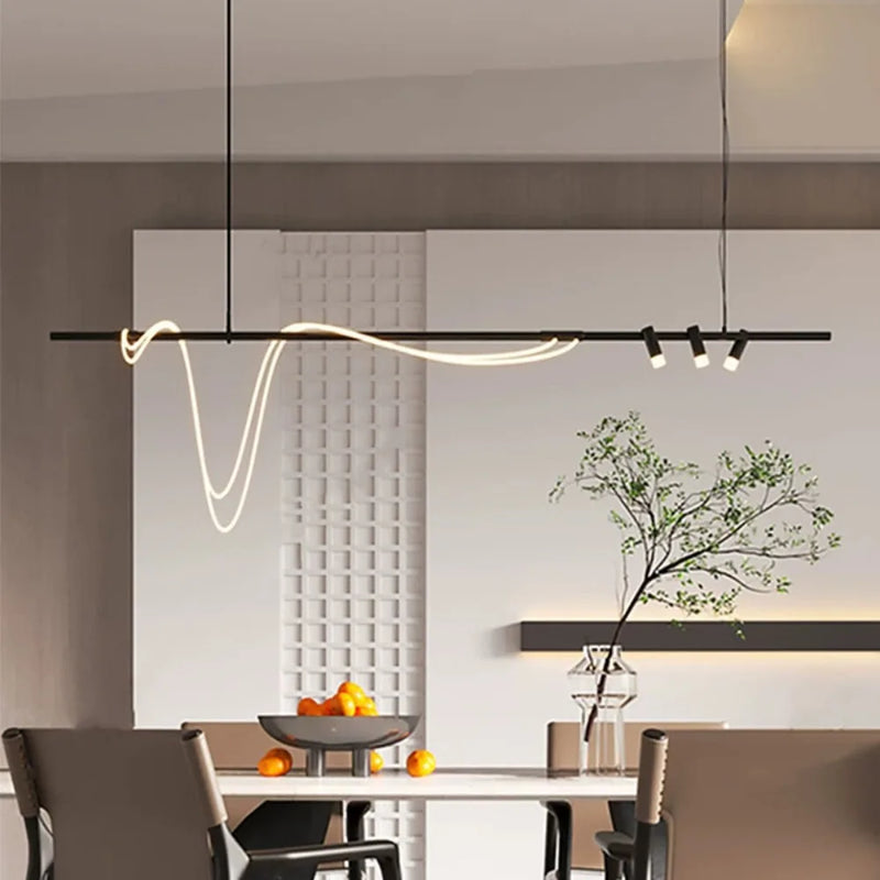 Axyaa Black LED Pendant Chandelier for Kitchen Dining Table - Modern Home Lighting Fixtures