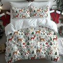 Axyaa 3D Christmas Tree Deer Print Duvet Cover Set - Festive Seasonal Bedroom Decor