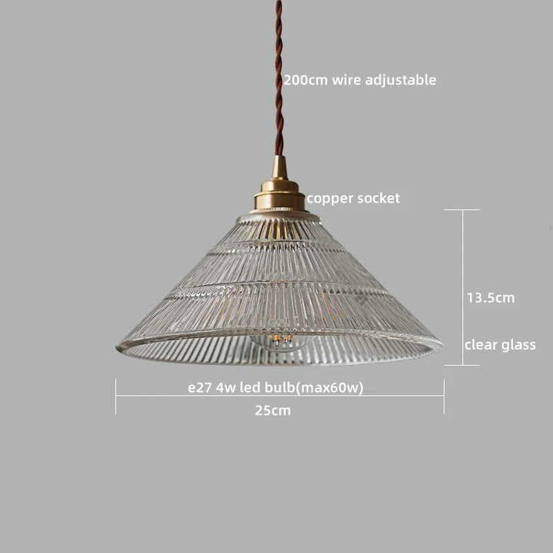Axyaa Clear Glass LED Pendant Lamp with Knob Switch - Modern Copper Hanglamp