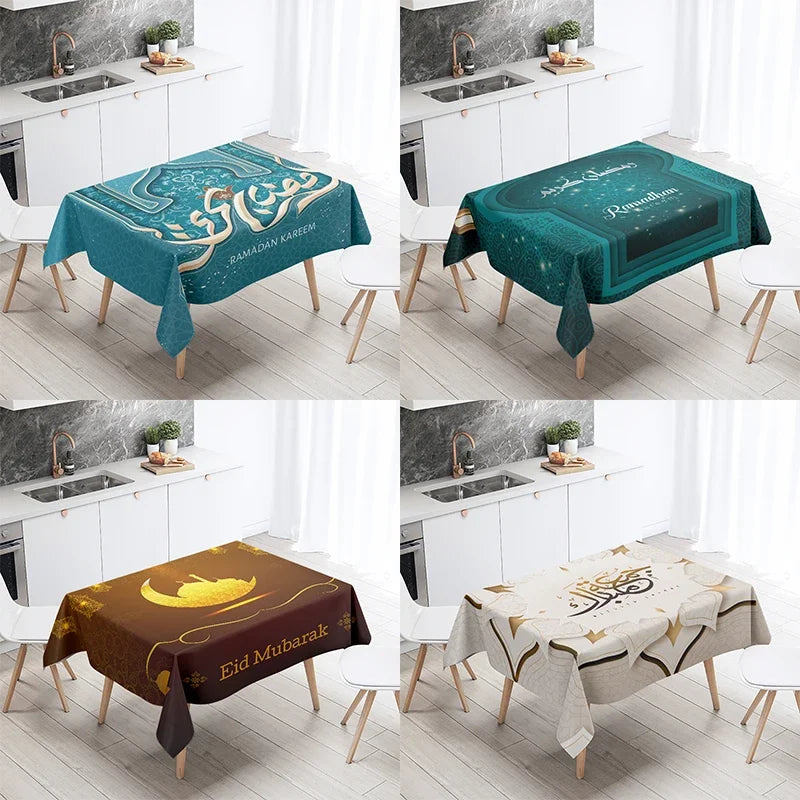 Elegant Ramadan Calligraphy Tablecloth for Eid Décor by Axyaa