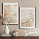 Axyaa Allahu Akbar Beige Gold Marble Canvas Wall Art Print - Set of 3