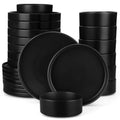 Axyaa Black Stoneware Dinner Set - 18/36 Piece Elegant Plate Collection