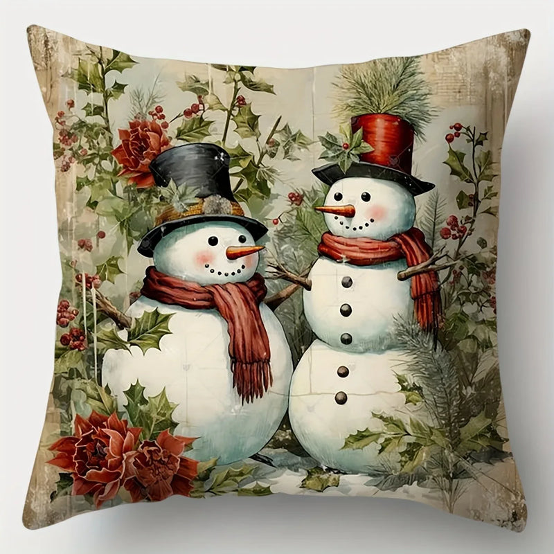 Axyaa Christmas Retro Country Pillowcase Set, Festive Room Decor Pillow Cover