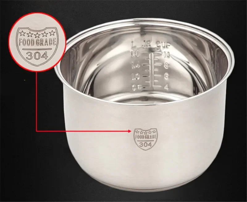 Axya Stainless Steel Rice Cooker Inner Pot Replacement - Non stick 304 Food Container