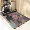 Axyaa Silicone Drainer Mat: Plant Style, Non-Slip, Absorbent Kitchen Drying Mat