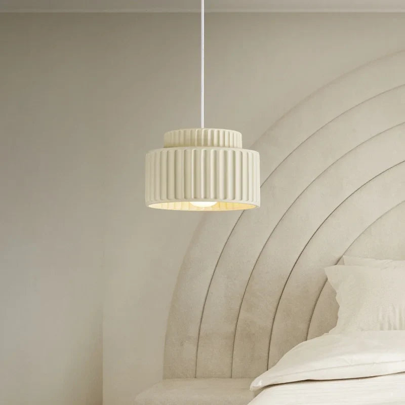 Axyaa Nordic LED Pendant Lamp Cream Resin Hanging Light Fixtures