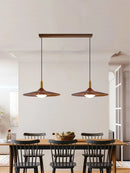 Axyaa Walnut UFO Chandelier: Modern Minimalist Pendant Lamp for Dining Room & Bedroom