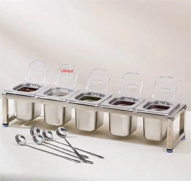 Axya Stainless Steel GN Pans Set with Transparent Lids and Display Rack