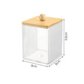 Axyaa Acrylic Qtip & Swab Holder with Bamboo Lids - Clear Apothecary Canister Jar
