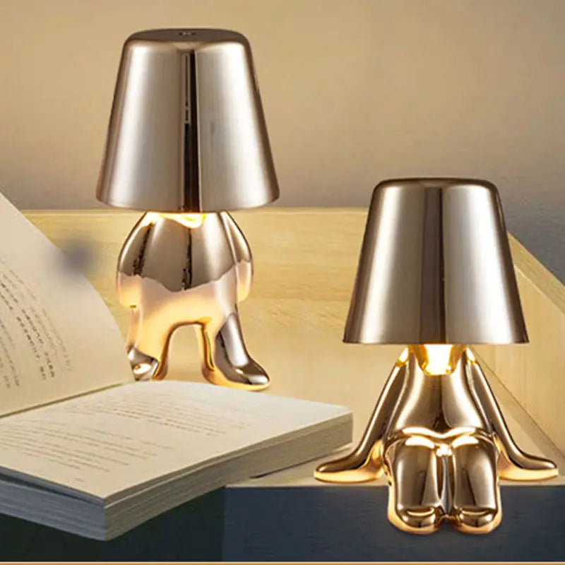 Axyaa Golden Boy LED Desk Lamp Night Light 3 Colors 2000mAh Rechargeable